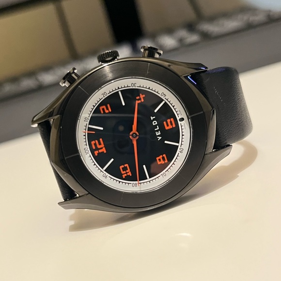 Veldt Mens hybrid Black Quartz Watch Leather Strap - Picture 3 of 11